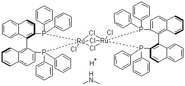 Dimethylammoniumdichlorotri(mu-chloro)bis[(R)-(+)-2,2′-bis(diphenylphosphino)-1,1′-binaphthyl]diruthenate(II) CAS 199684-47-4