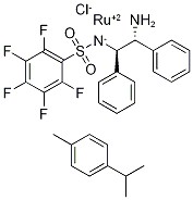 Chloro[[(1R,2R)-(-)-2-amino-1,2-diphenylethyl](pentafluorophenylsulfonyl)amido](p-cymene)ruthenium(II) CAS 1026995-71-0