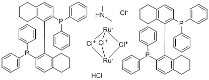 Dimethylammoniumdichlorotri(mu-chloro)bis[(R)-(+)-2,2′-bis(diphenylphosphino)-5,5′,6,6′,7,7′,8,8′-octahydro-1,1′-binaphthyl]diruthenate(II) CAS 204933-84-6