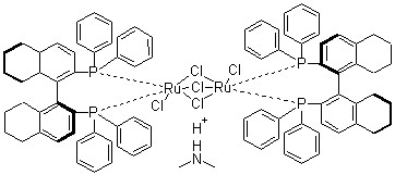 Dimethylammoniumdichlorotri(Mu-chloro)bis[(S)-(-)-2,2′-bis(diphenylphosphino)-5,5′,6,6′,7,7′,8,8′-octahydro-1,1′-binaphthyl]diruthenate(II)[NH2Me2][{RuCl((S)-H8-binap)}2(Mu-Cl)3] CAS 944451-12-1