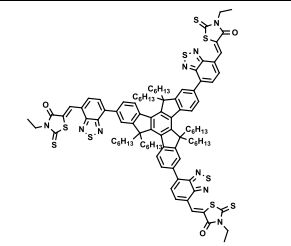 5,5′,5”-((7,7′,7”-(5,5,10,10,15,15-hexahexyl-10,15-dihydro-5H-diindeno[1,2-a:1′,2′-c]fluorene-2,7,12-triyl)tris(benzo[c][1,2,5]thiadiazole-7,4-diyl))tris(methanylylidene))tris(3-ethyl-2-thioxothiazolidin-4-one) CAS WENA-0189